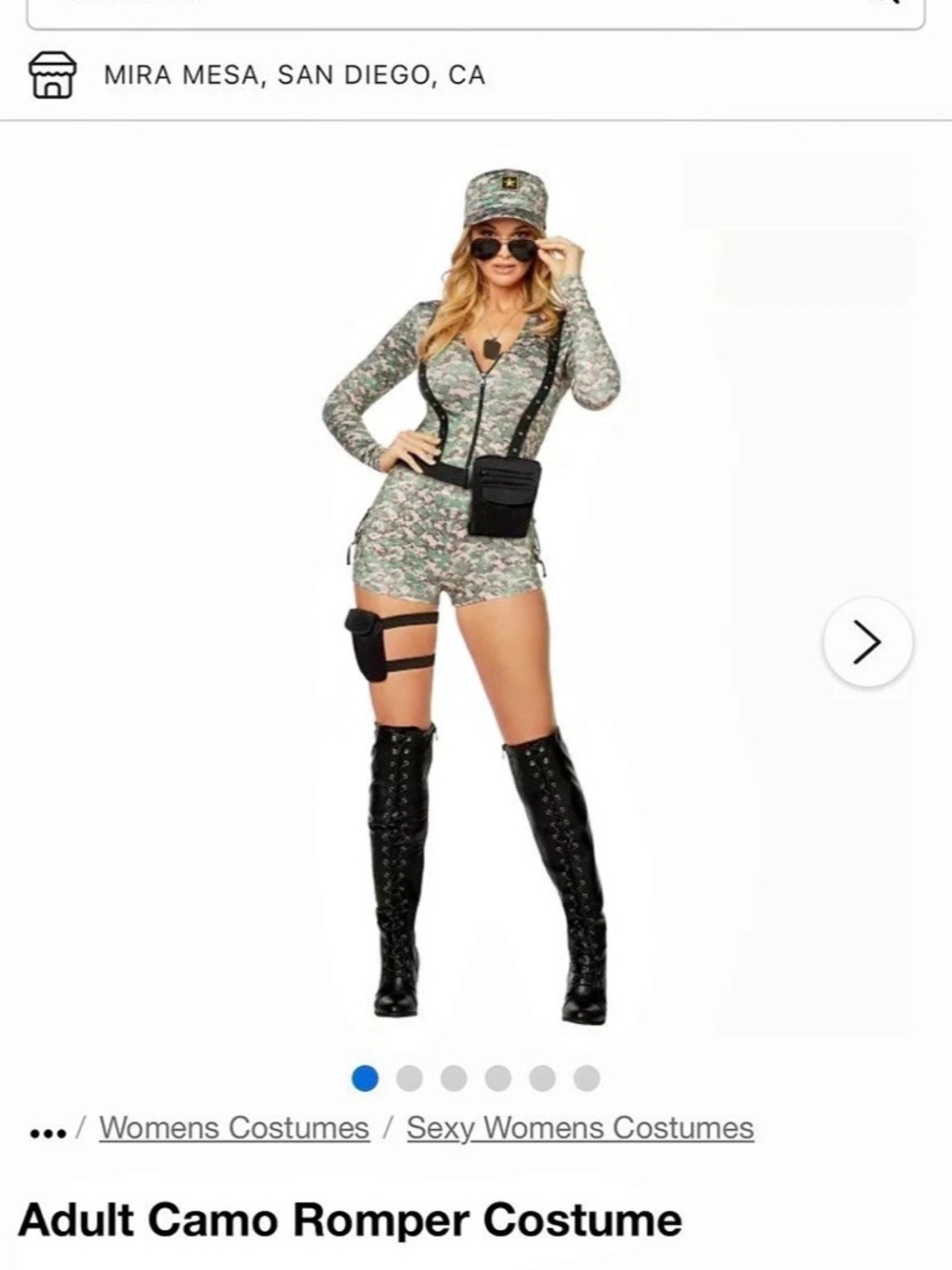 Spirit Halloween Adult Camo Romper Costume